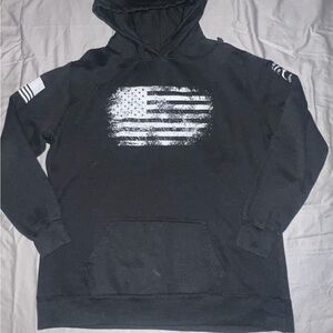 Grunt Style Black American Flag Hoodie Sweatshirt